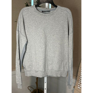 Women's Under Armour Grey Cropped Sweatshirt with Front Pocket, Pink Accents, L